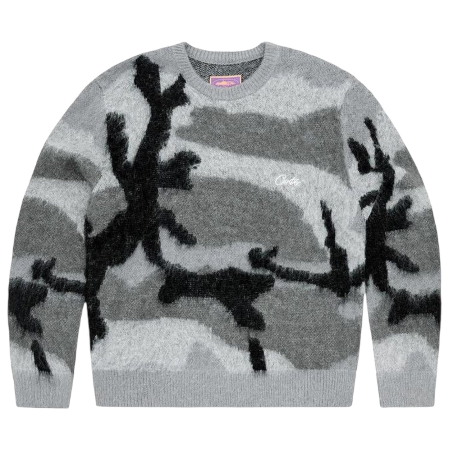 Corteiz Mohair Knit Sweater Grey/Camo