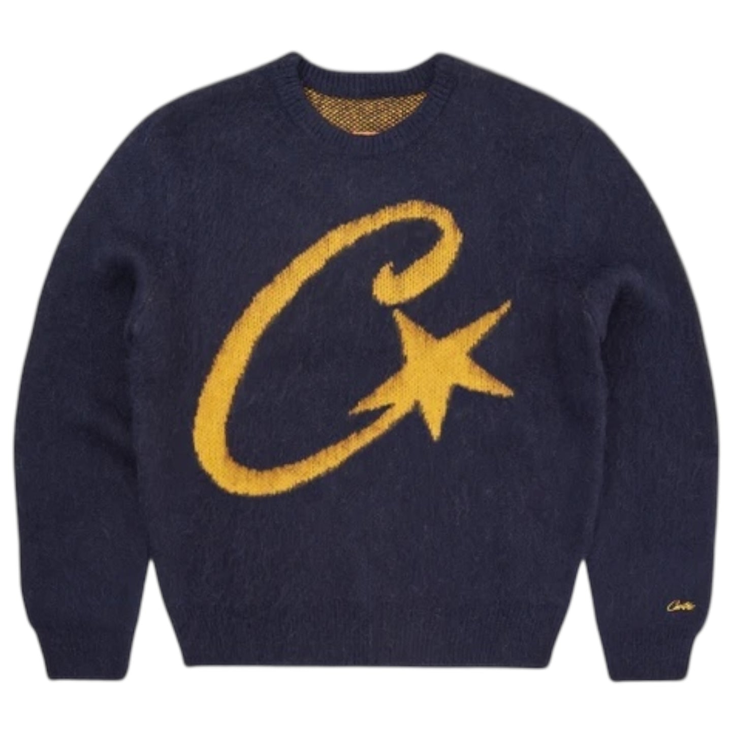 Corteiz C Star Mohair Knit Sweater Navy/Yellow