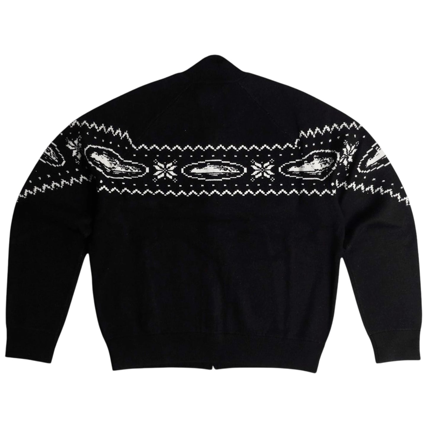 Corteiz Holiday Knit Zip Up Sweater Black/White