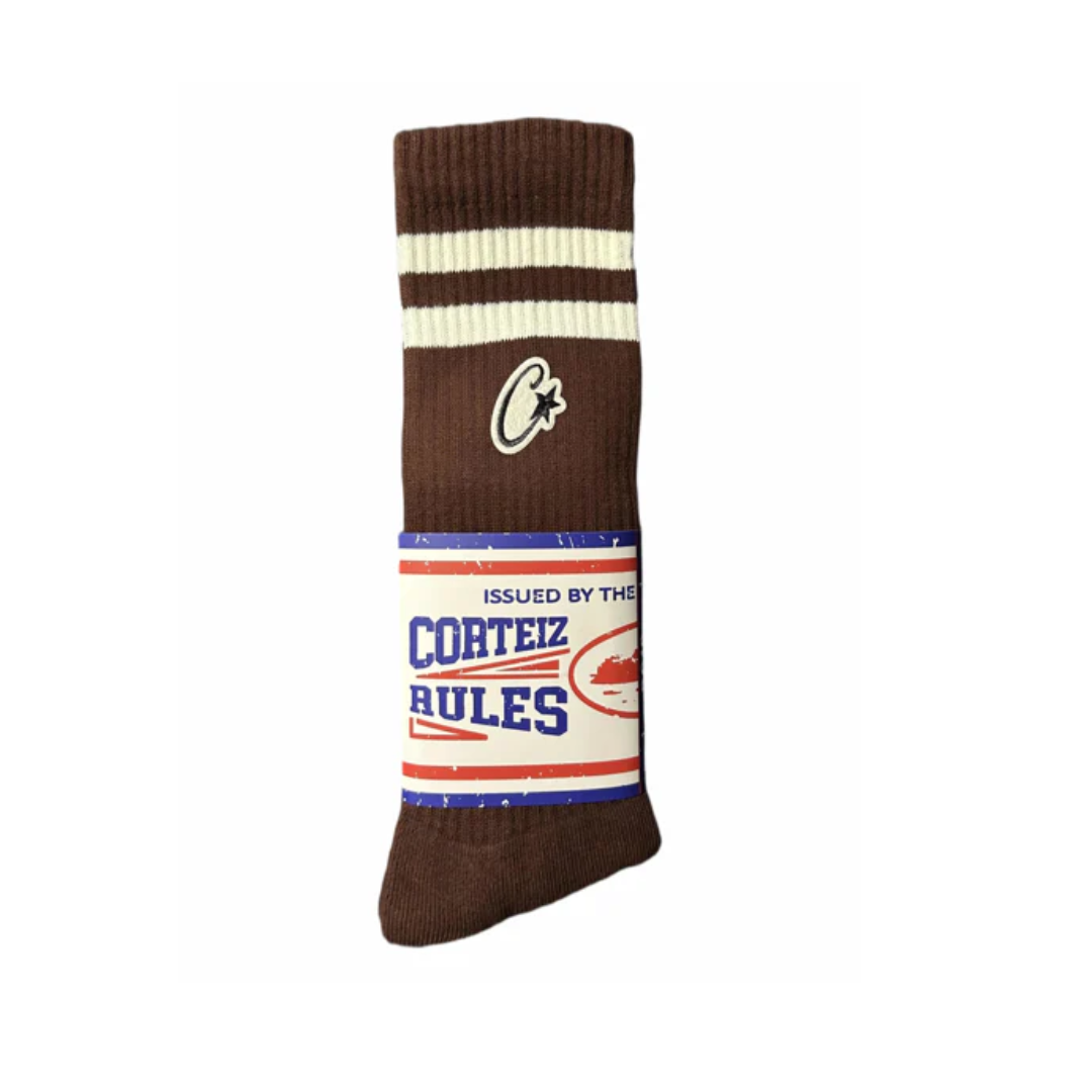 Corteiz Patch Socks Brown