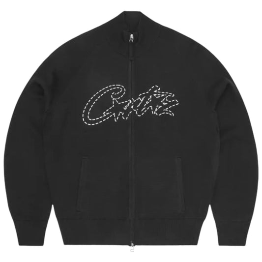 Corteiz Allstarz Knit Zip Up Jacket Black