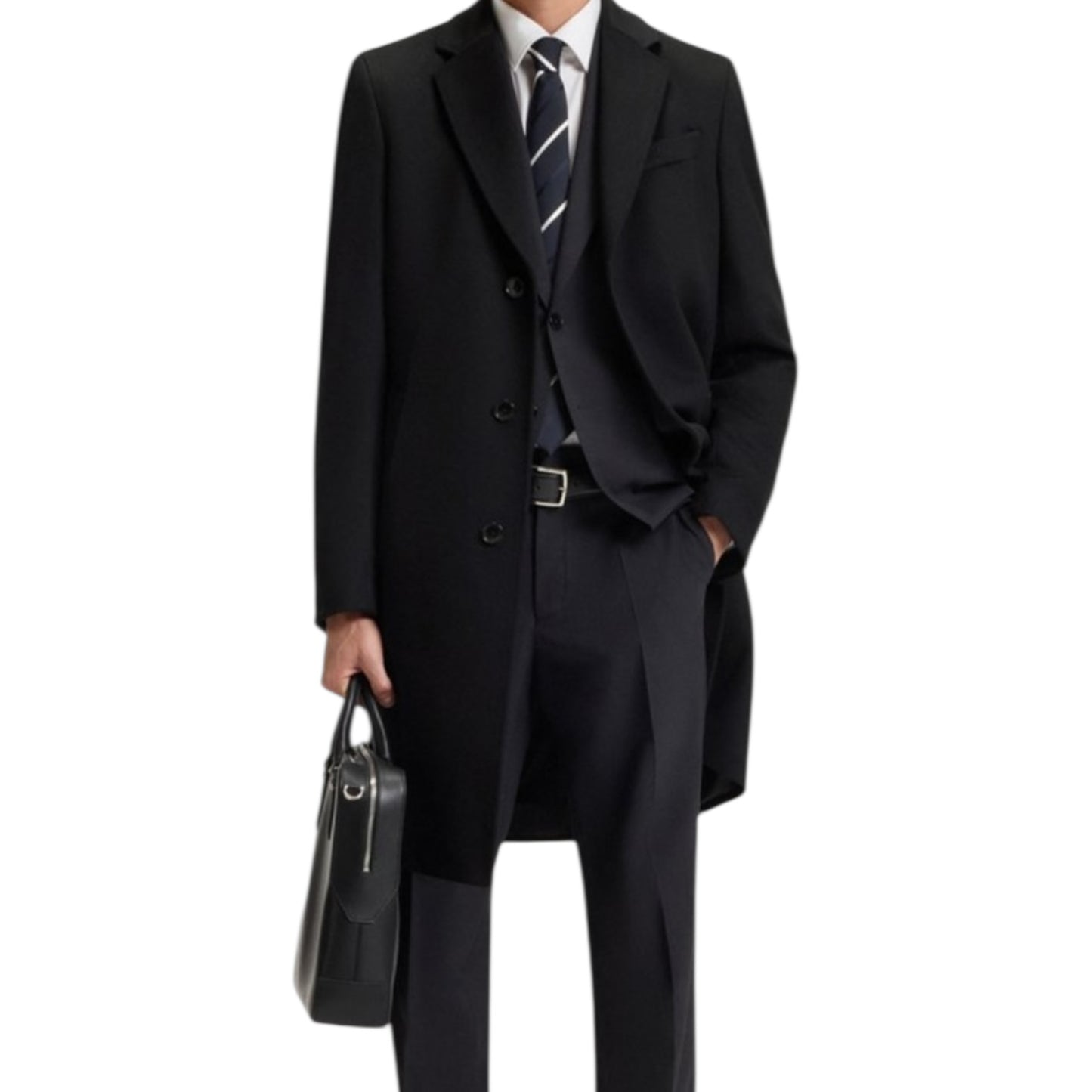 Hugo Boss Wool Hyde Coat Slim Fitted Black