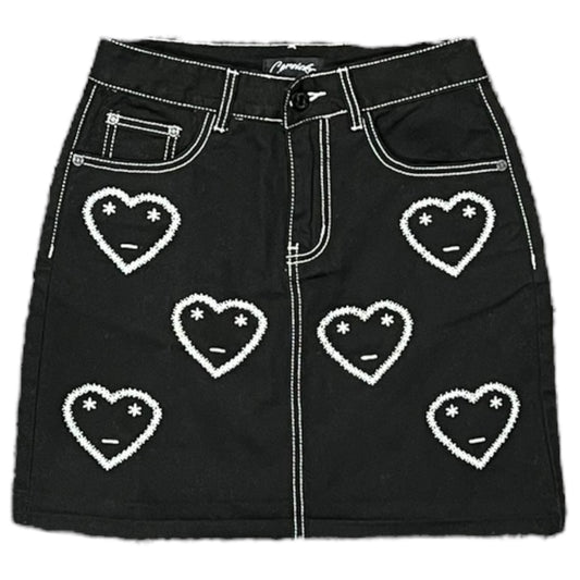 Carsicko Denim Skirt Black/White