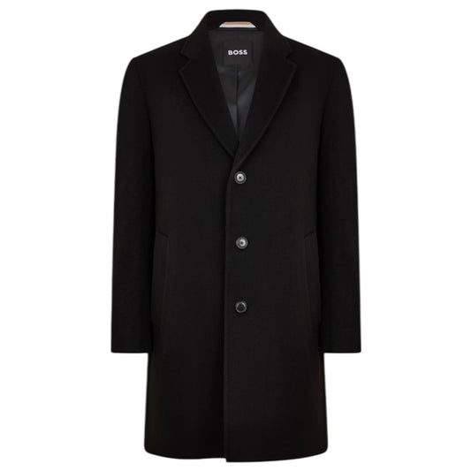 Hugo Boss Wool Hyde Coat Slim Fitted Black