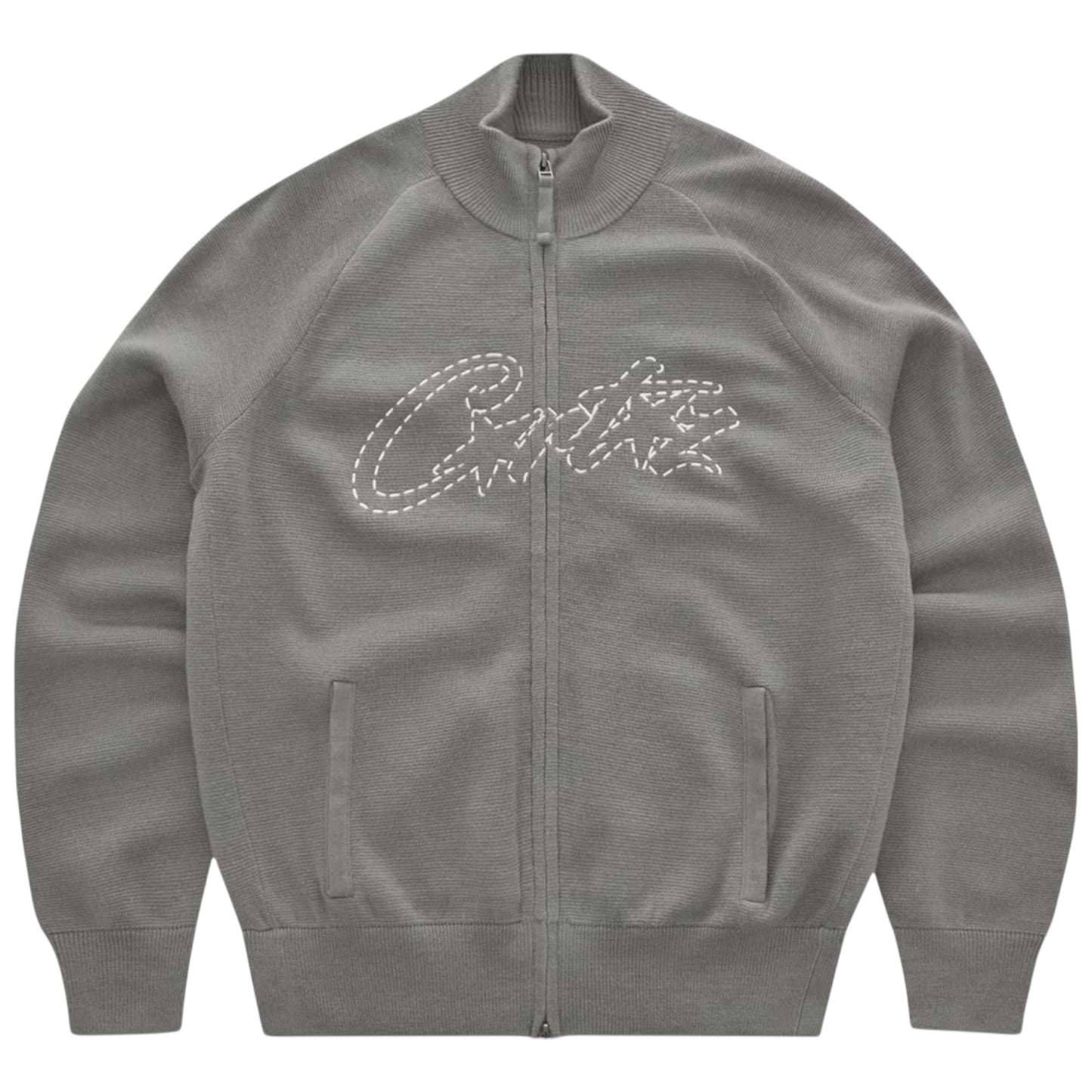 Corteiz Allstarz Knit Zip Up Jacket Gully Grey