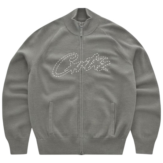 Corteiz Allstarz Knit Zip Up Jacket Gully Grey