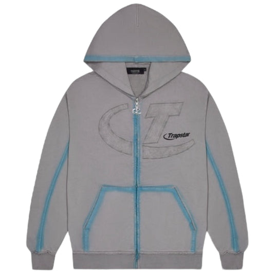 Trapstar Hyperdrive Zip Through Hoodie Grey/Blue