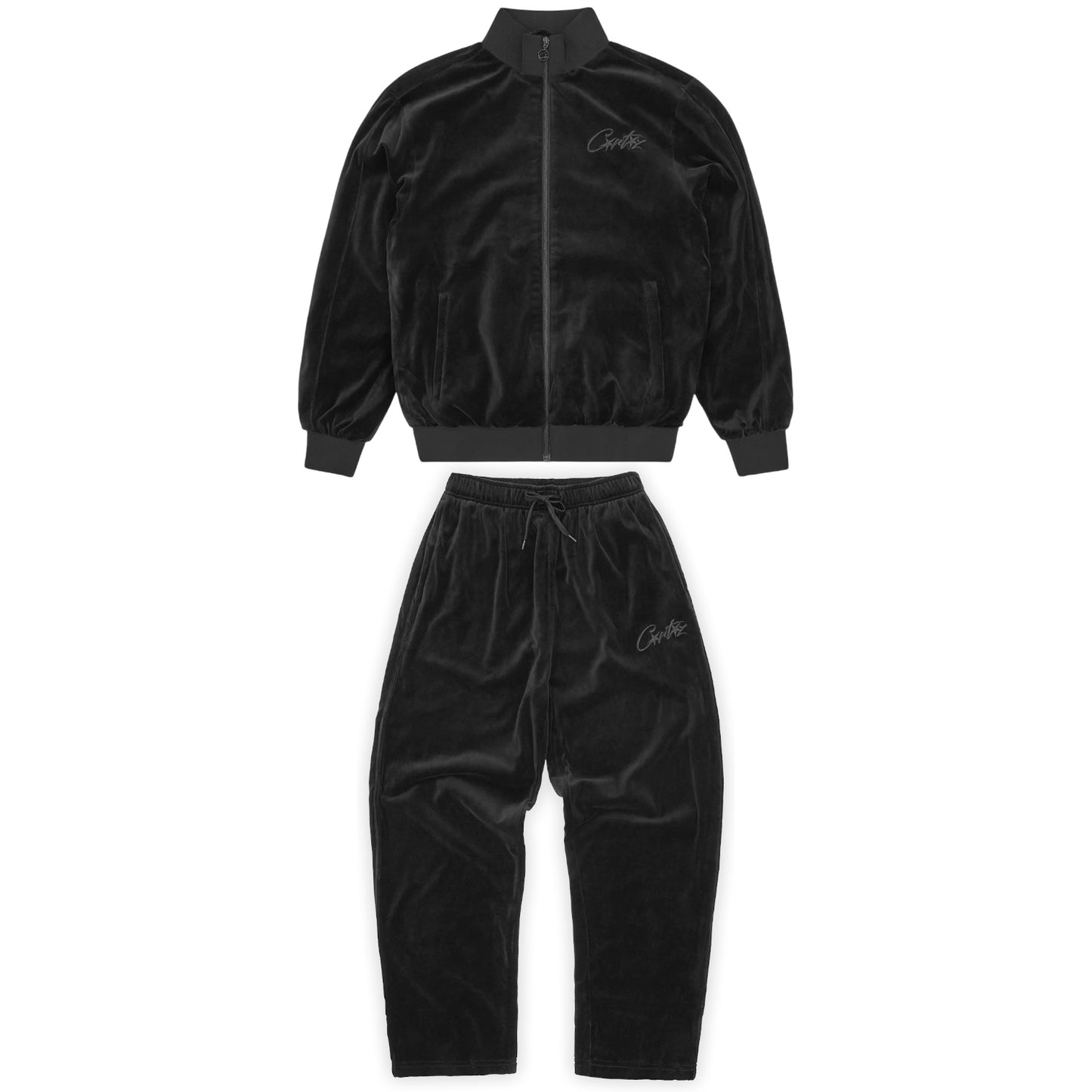 Corteiz VVS Velour Tracksuit Triple Black