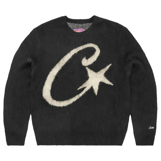Corteiz C Star Mohair Knit Sweater Black