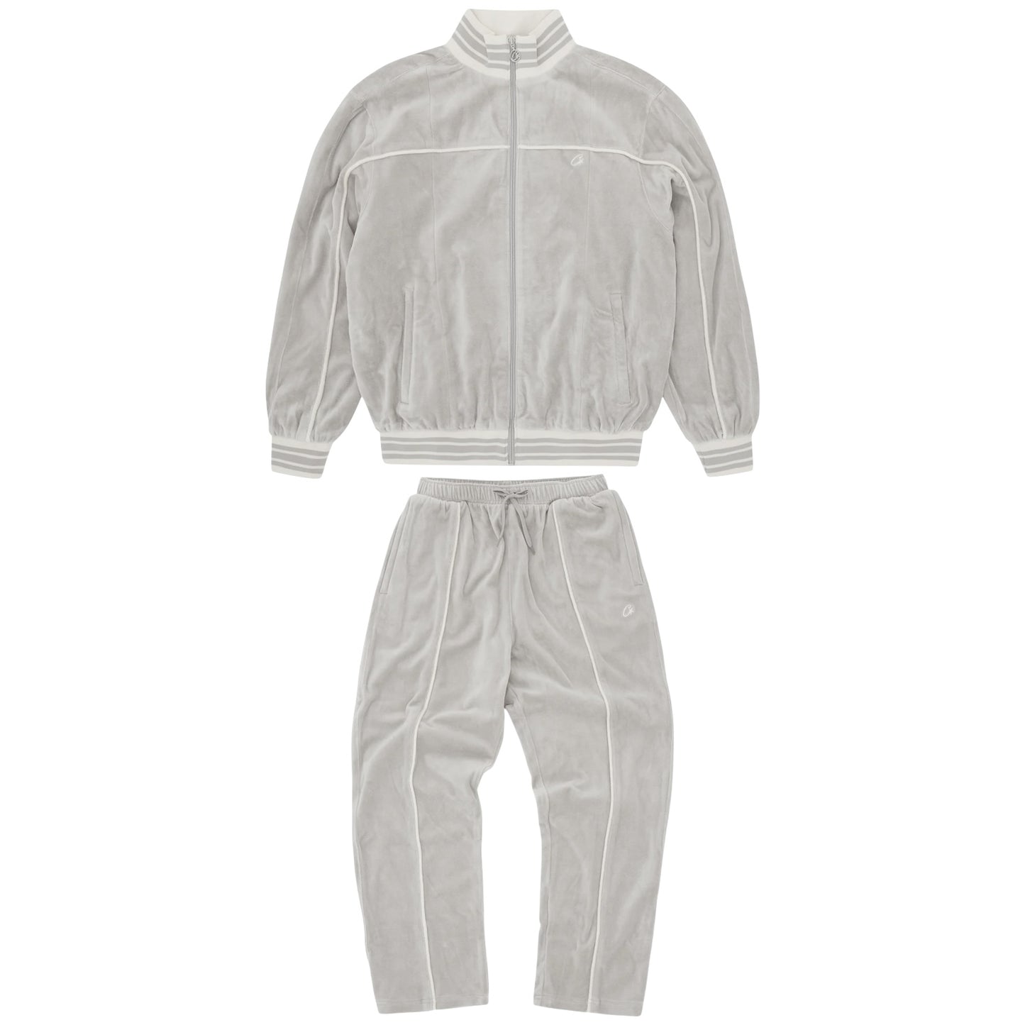Corteiz VVS Uptown Velour Tracksuit Grey