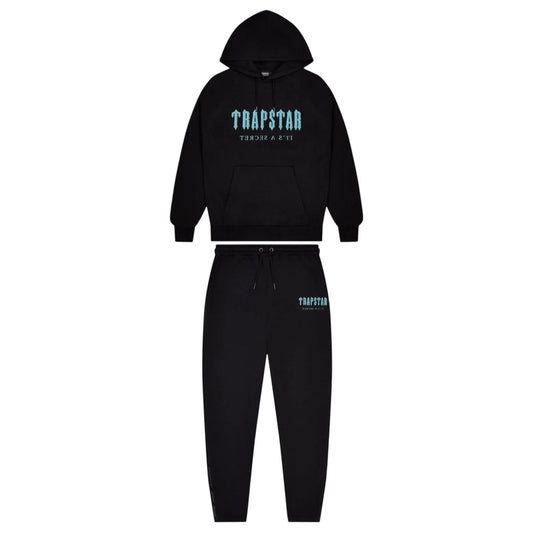 Trapstar Chenille Decoded Hooded Tracksuit Black/Light Blue