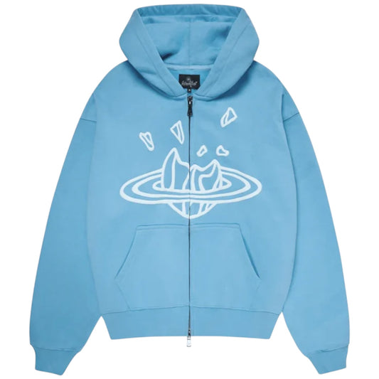 Broken Planet Zip Up Hoodie Light Blue