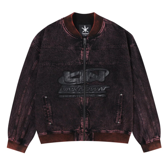 Unknown London Washed Denim Bomber Jacket