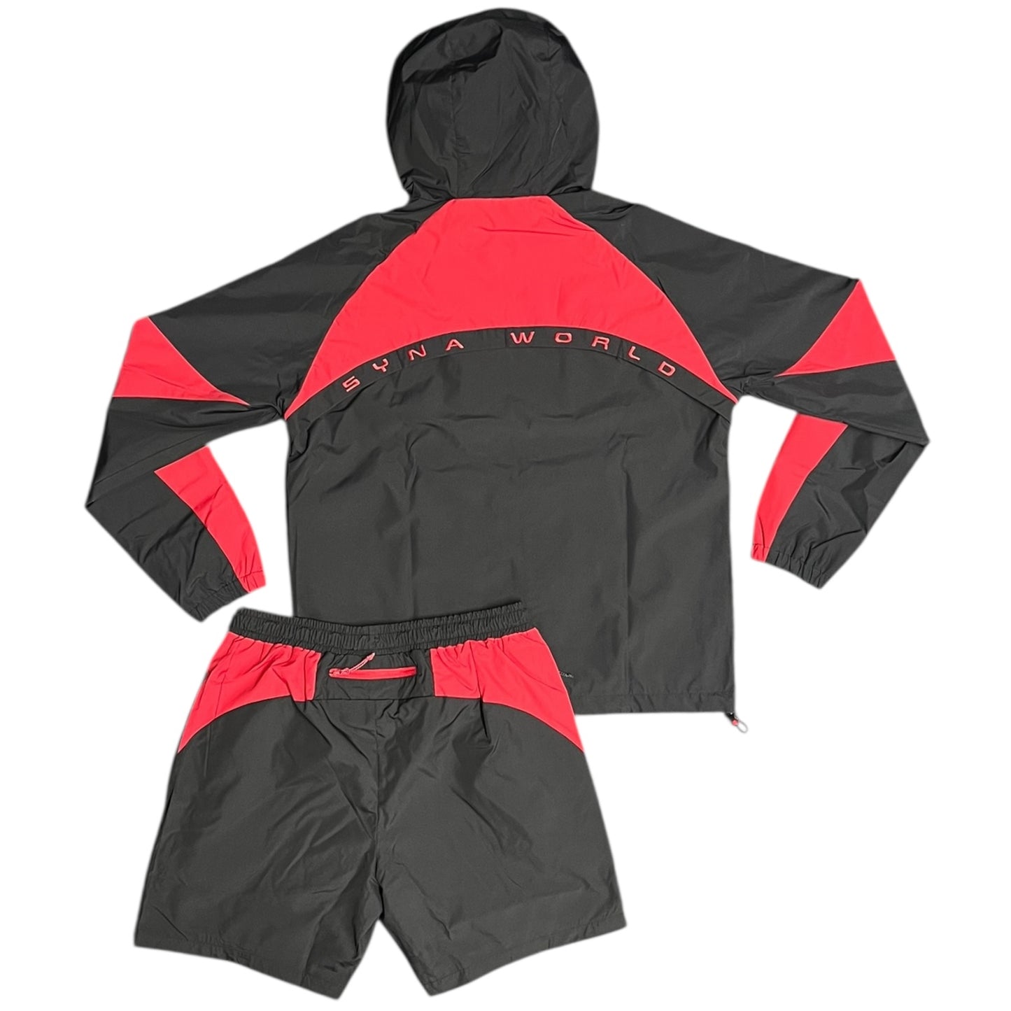 Syna World Vortex Woven Windbreaker And Shorts Set Black/Red