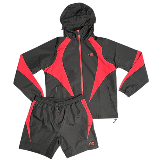 Syna World Vortex Woven Windbreaker And Shorts Set Black/Red
