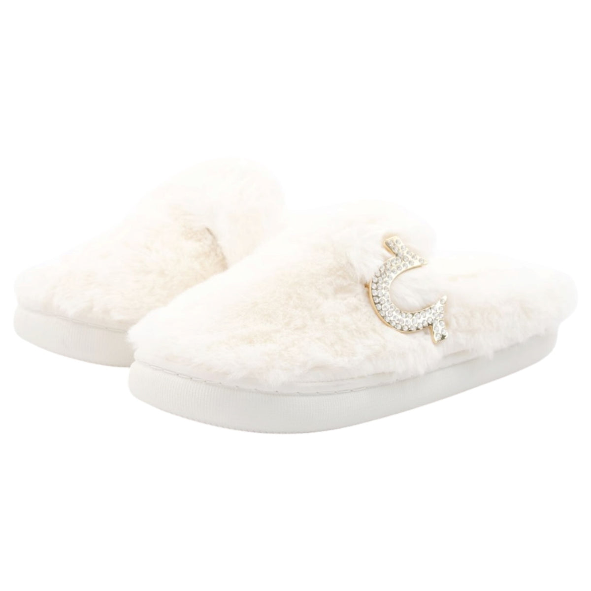 True Religion Fur Cream Slippers