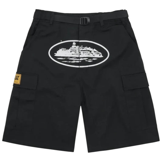 Corteiz Alcatraz Cargo Shorts Black/White