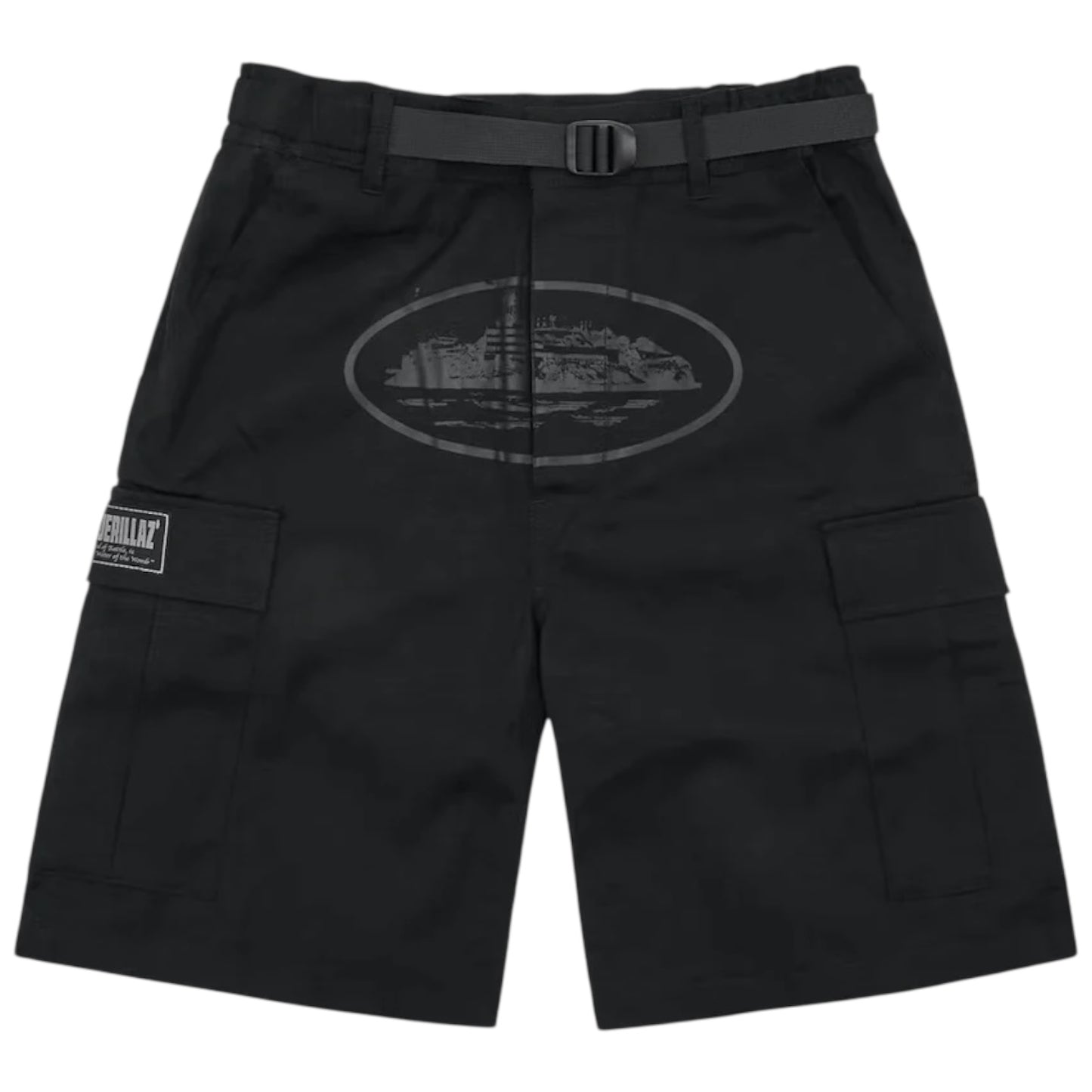 Corteiz Alcatraz Cargo Shorts Triple Black