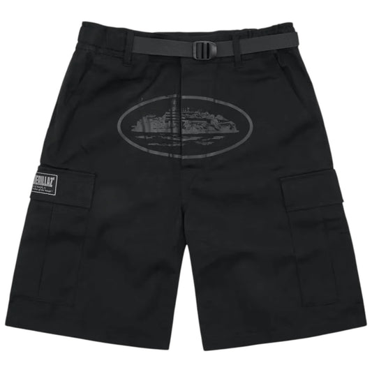Corteiz Alcatraz Cargo Shorts Triple Black