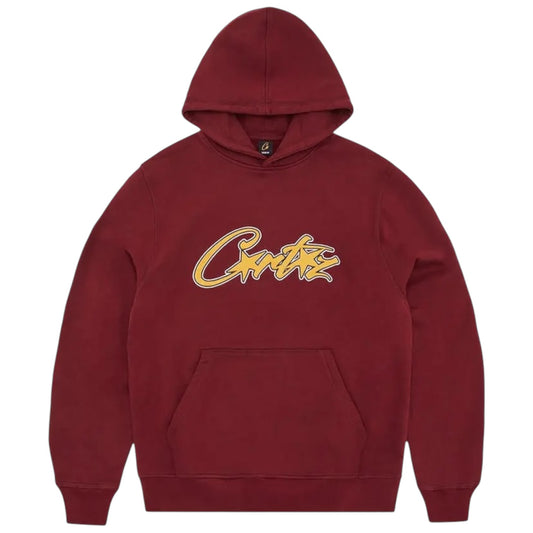 Corteiz Satin Applique Allstarz Hoodie Maroon