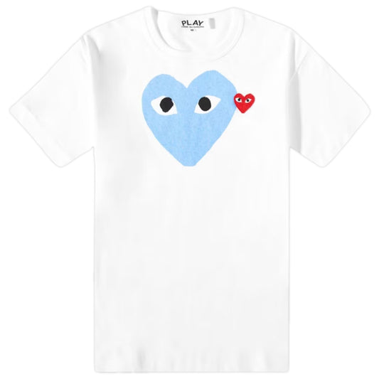 Comme De Garçons Blue Heart T-Shirt White/Baby Blue