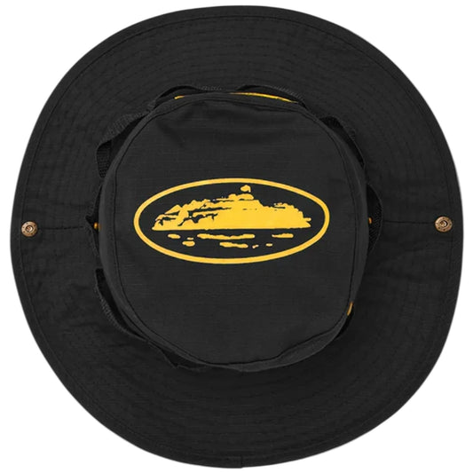 Corteiz Alcatraz Bucket Hat Black/Yellow