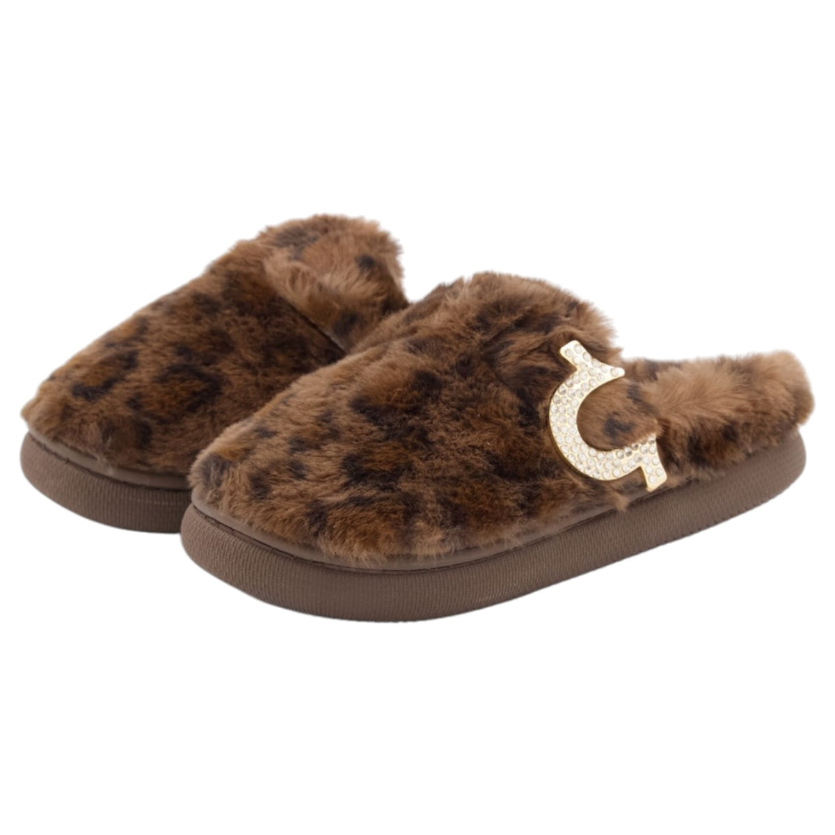 True Religion Faux Fur Leopard Print Slippers
